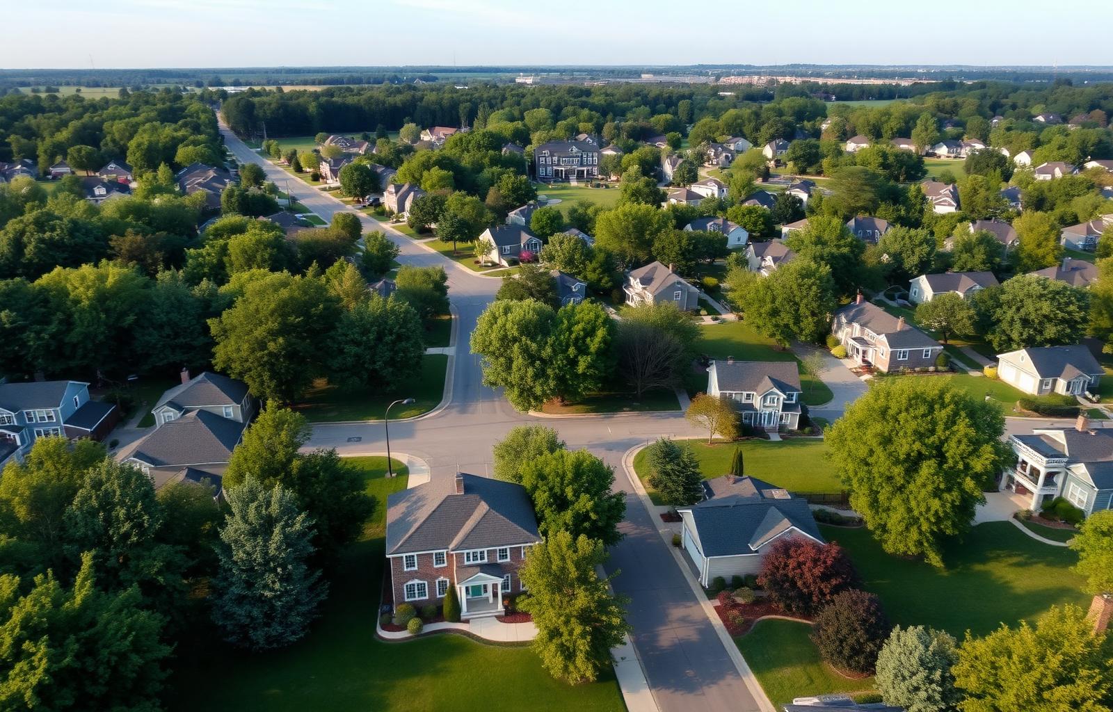 Quiet residential street in Avon, Ohio