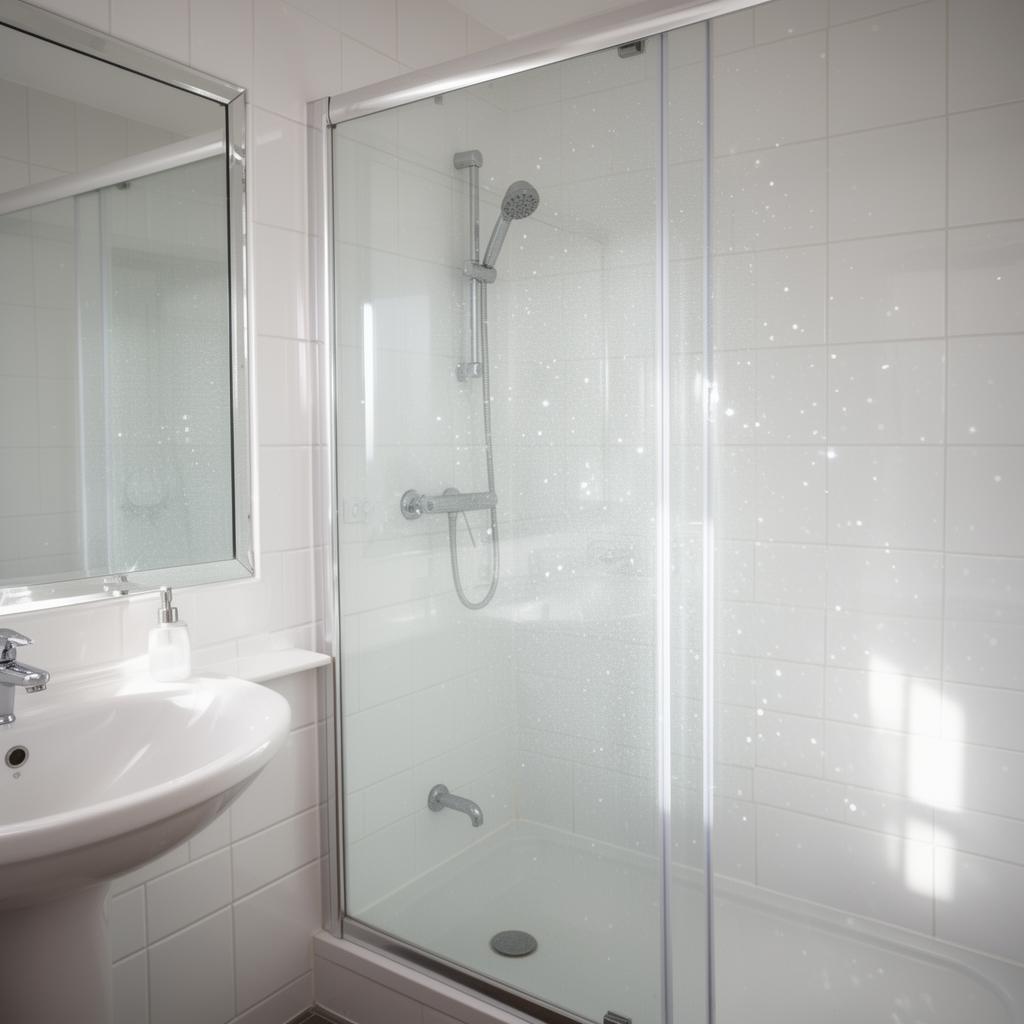 Sparkling bathroom tile and shower glass after a deep clean in Avon, OH home